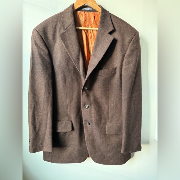 SILVERSTONE Loro Piana Herringbone Wool Cashmere Blazer Luxury Classic 42R FLAWS - Picture 2 of 16